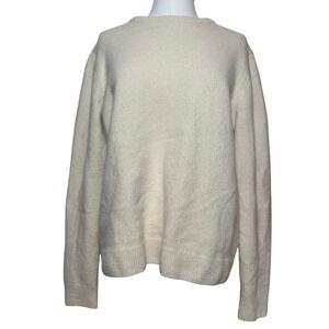 Soft‎ Cloth Cream Knit Crew Neck Pullover Sweater L 100% Extra-fine Merino Wool